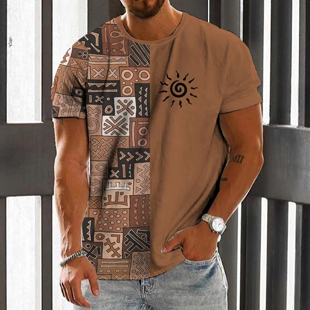 Loose Summer Round Short Sleeved T-shirt for Men