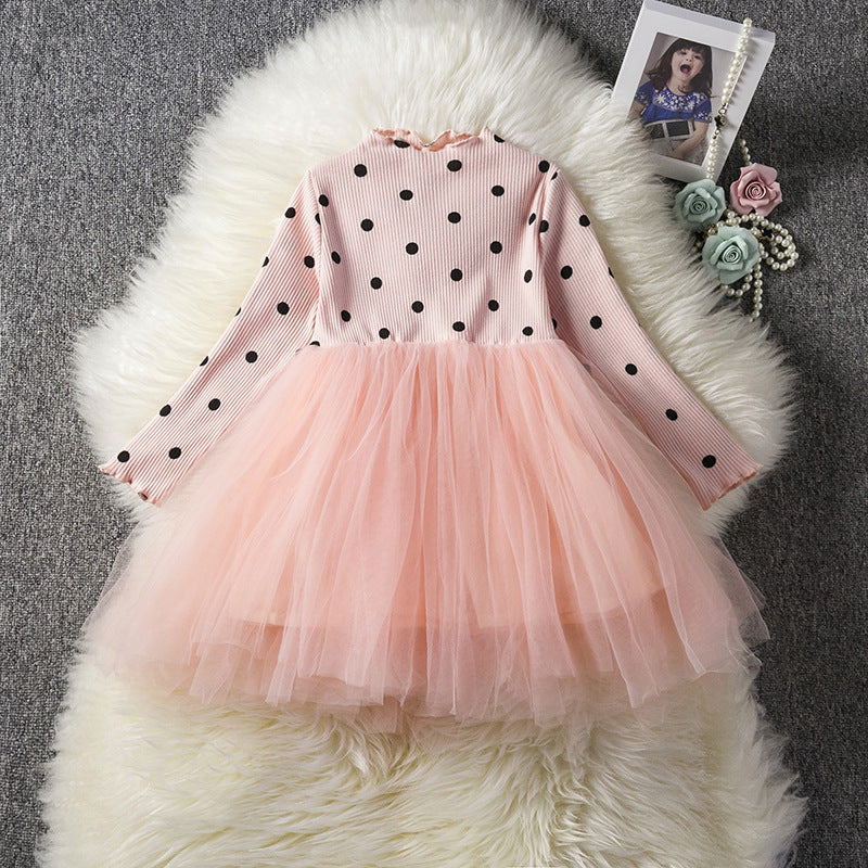 Baby Girls Spring Winter Long Sleeve Tutu Lace Dresses, Gown Casual Wear