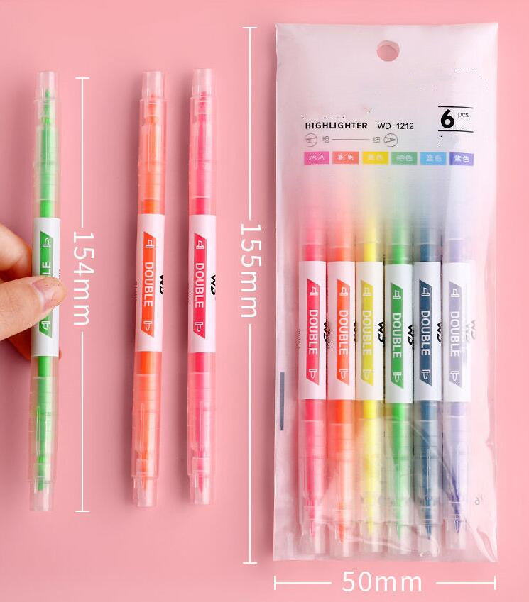 Double-Headed Marker Pen, 6 Color Set Highlighter Pen