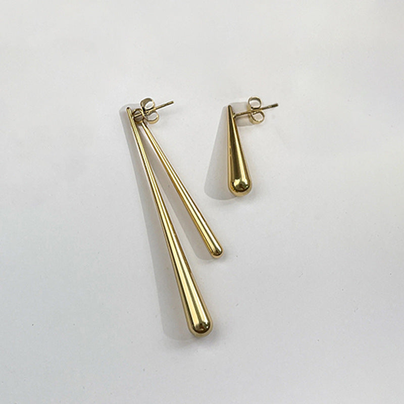 Simple Asymmetric Water Drop Earrings