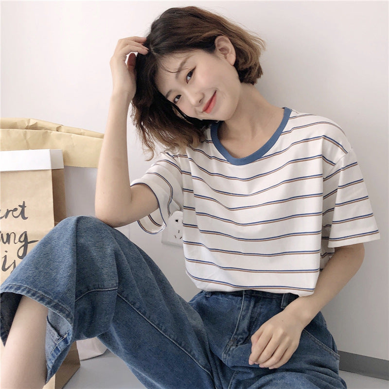 Women's striped short sleeve T-shirt