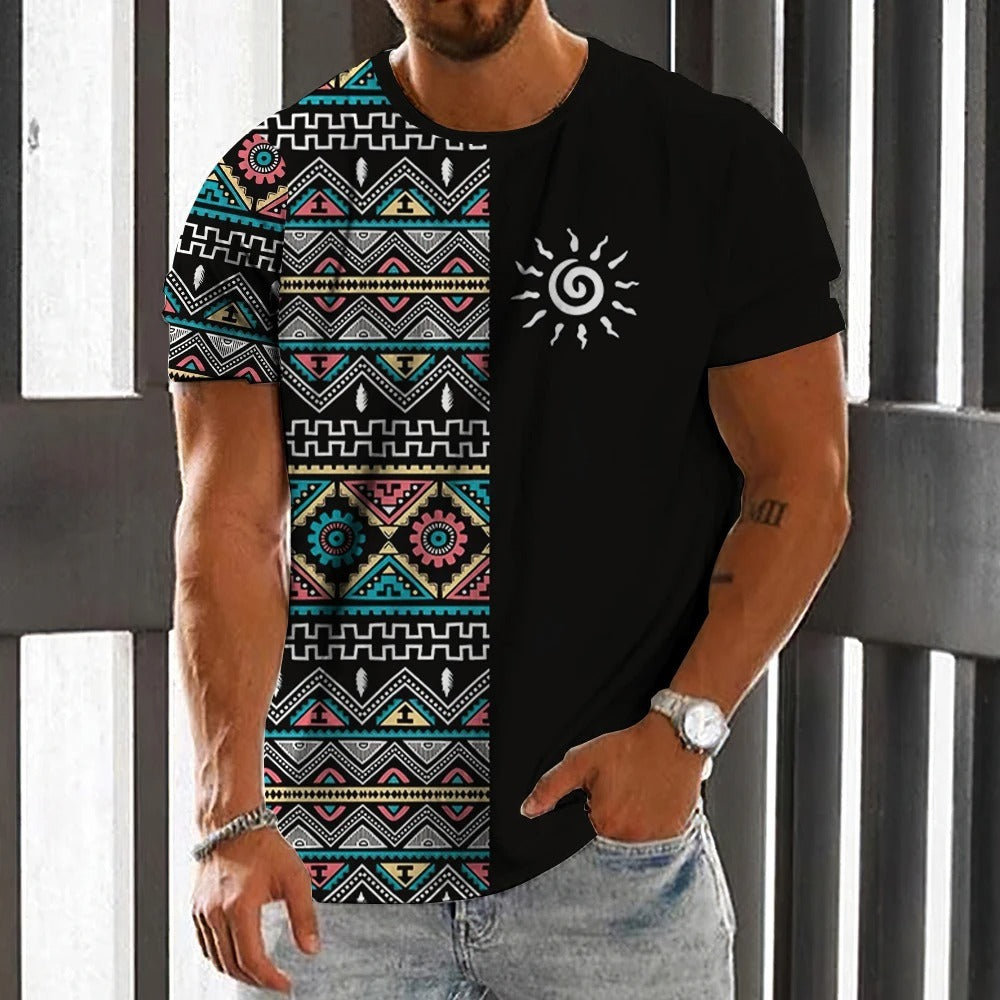 Loose Summer Round Short Sleeved T-shirt for Men