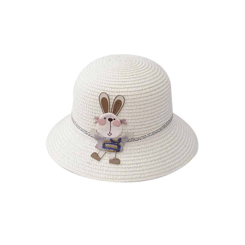 Cute Rabbit Decoration Bag, Two-Piece Straw Hat