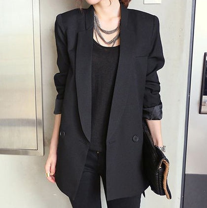 Solid Long Style Black Women Blazer, Chic Ladies Blazers