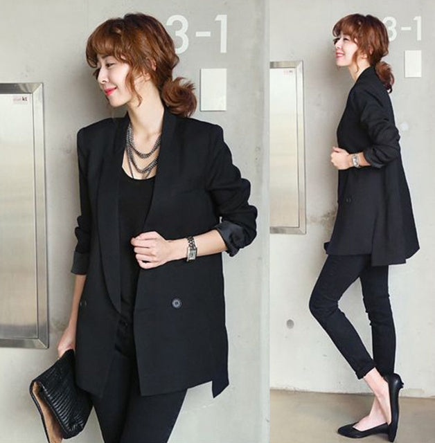 Solid Long Style Black Women Blazer, Chic Ladies Blazers