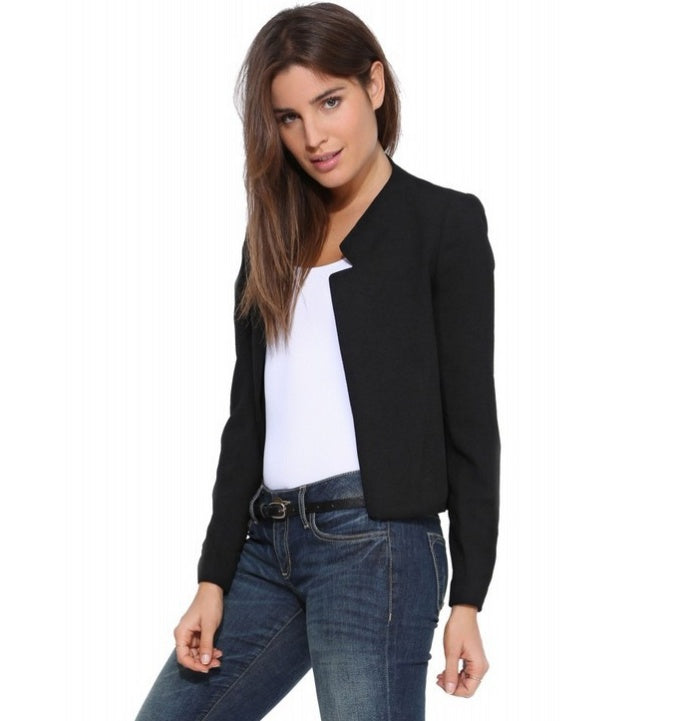 New Fashion Women's Short Blazer, Solid Slim Female Blazers