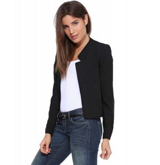 New Fashion Women's Short Blazer, Solid Slim Female Blazers