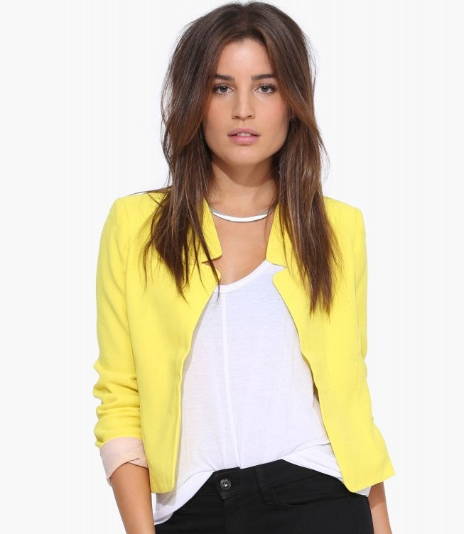 New Fashion Women's Short Blazer, Solid Slim Female Blazers