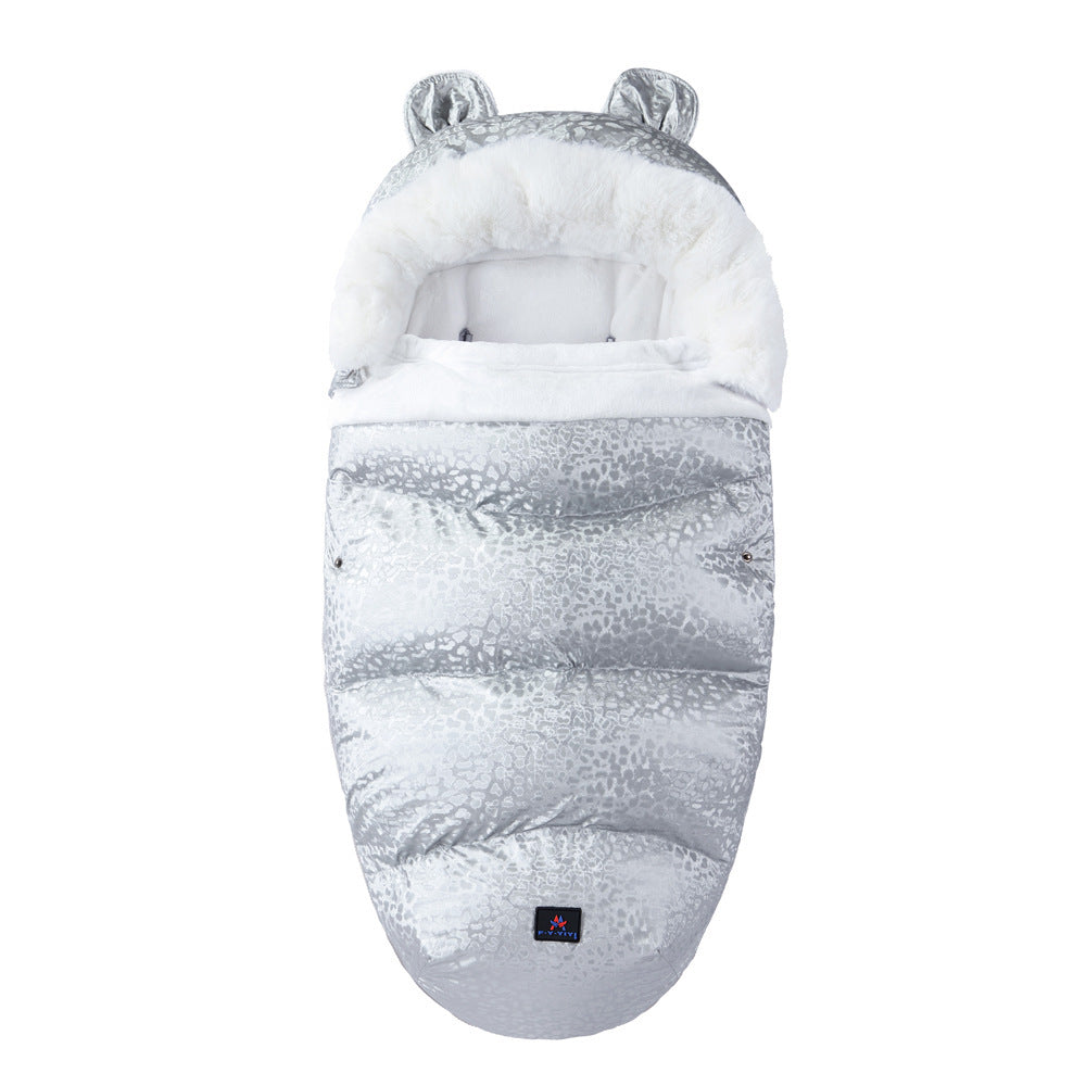 Baby Sleeping Bag, Baby Going Out Thickened Fleece Warm Stroller Fur Collar Blanket