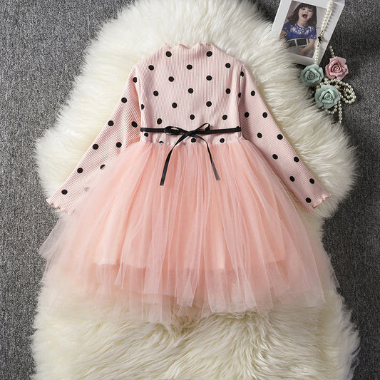 Baby Girls Spring Winter Long Sleeve Tutu Lace Dresses, Gown Casual Wear