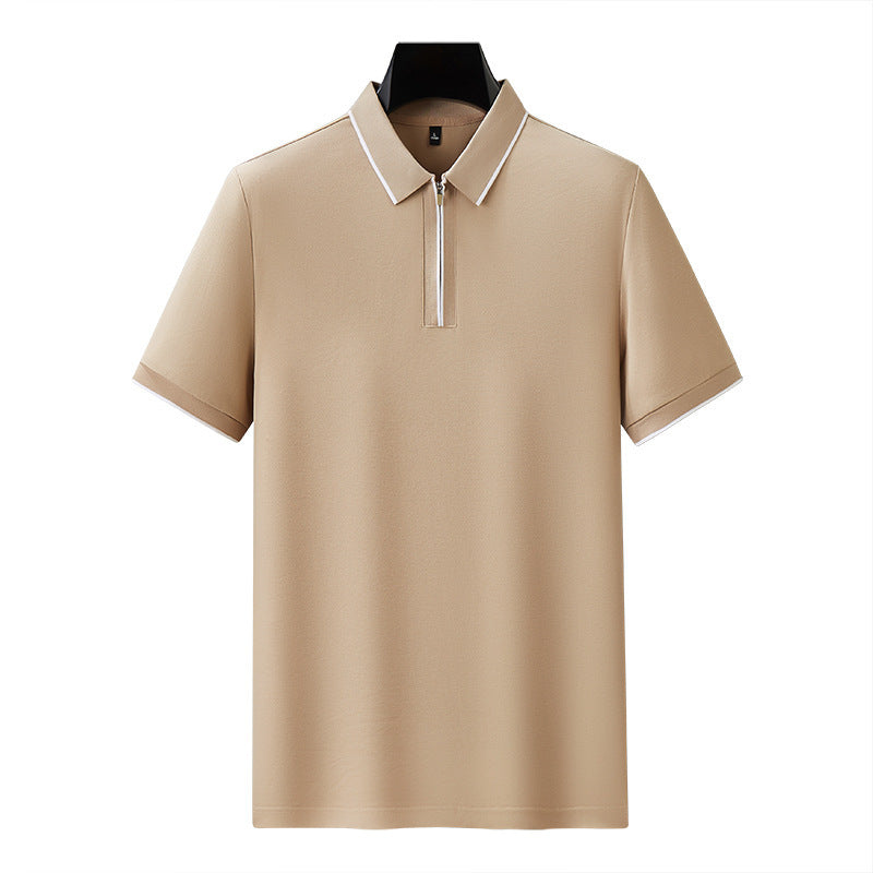 Men's Polo Shirt, Short Sleeve Zipper And Lapel T-shirt