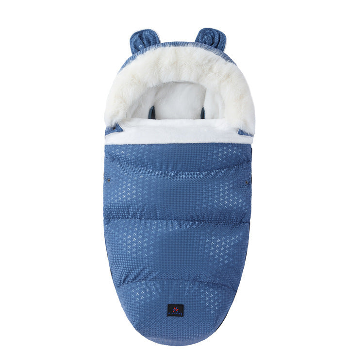 Baby Sleeping Bag, Baby Going Out Thickened Fleece Warm Stroller Fur Collar Blanket