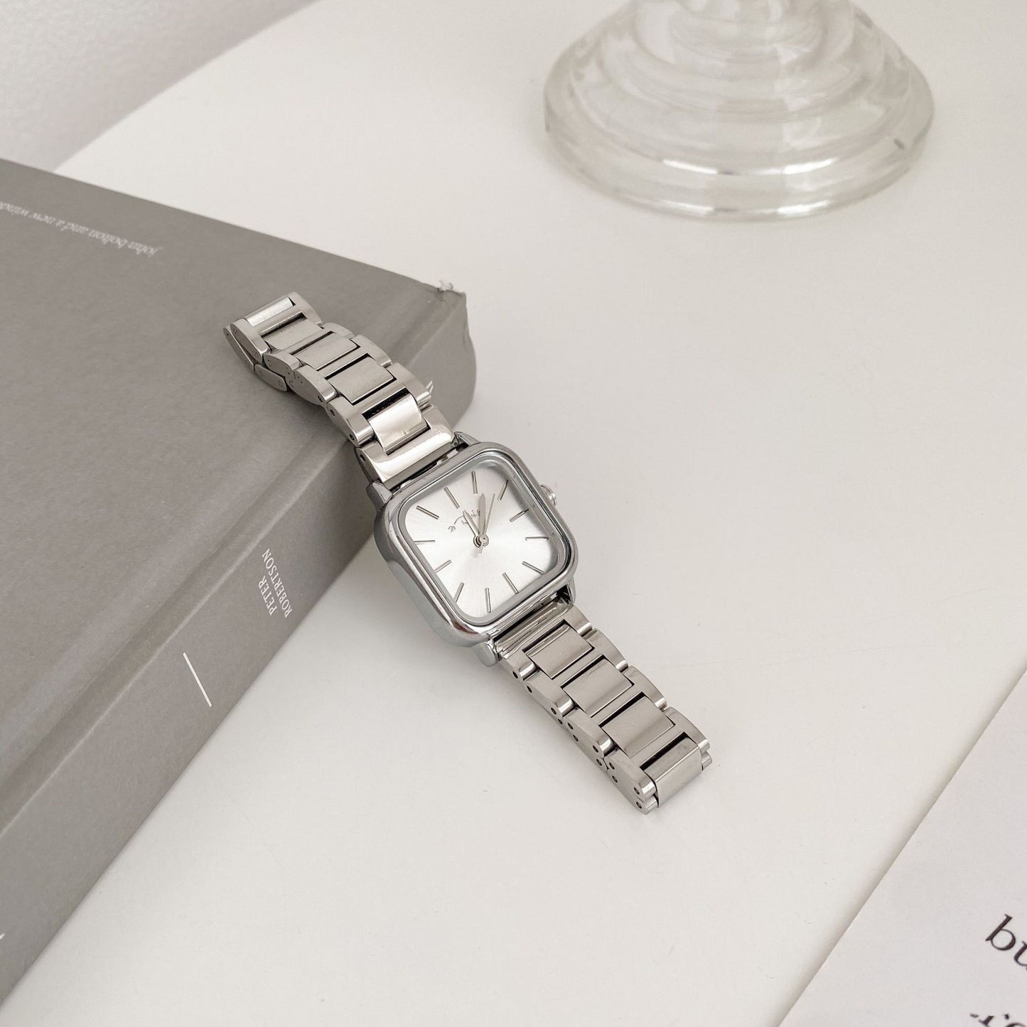 Retro Small Square Watch, Female Steel Strap Watch