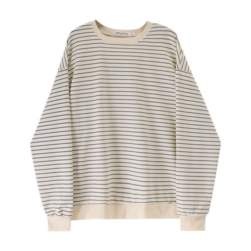 Loose Design Striped Top Round Neck Sweater