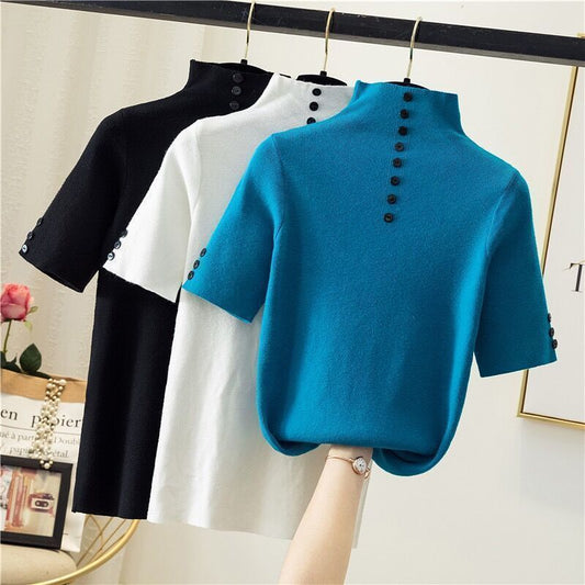 Bottoming Shirt Knitted Women Half High Collar