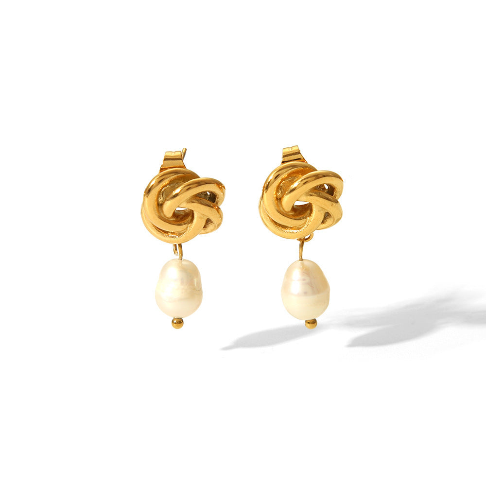 New Baroque Pearl Spiral Niche Earrings