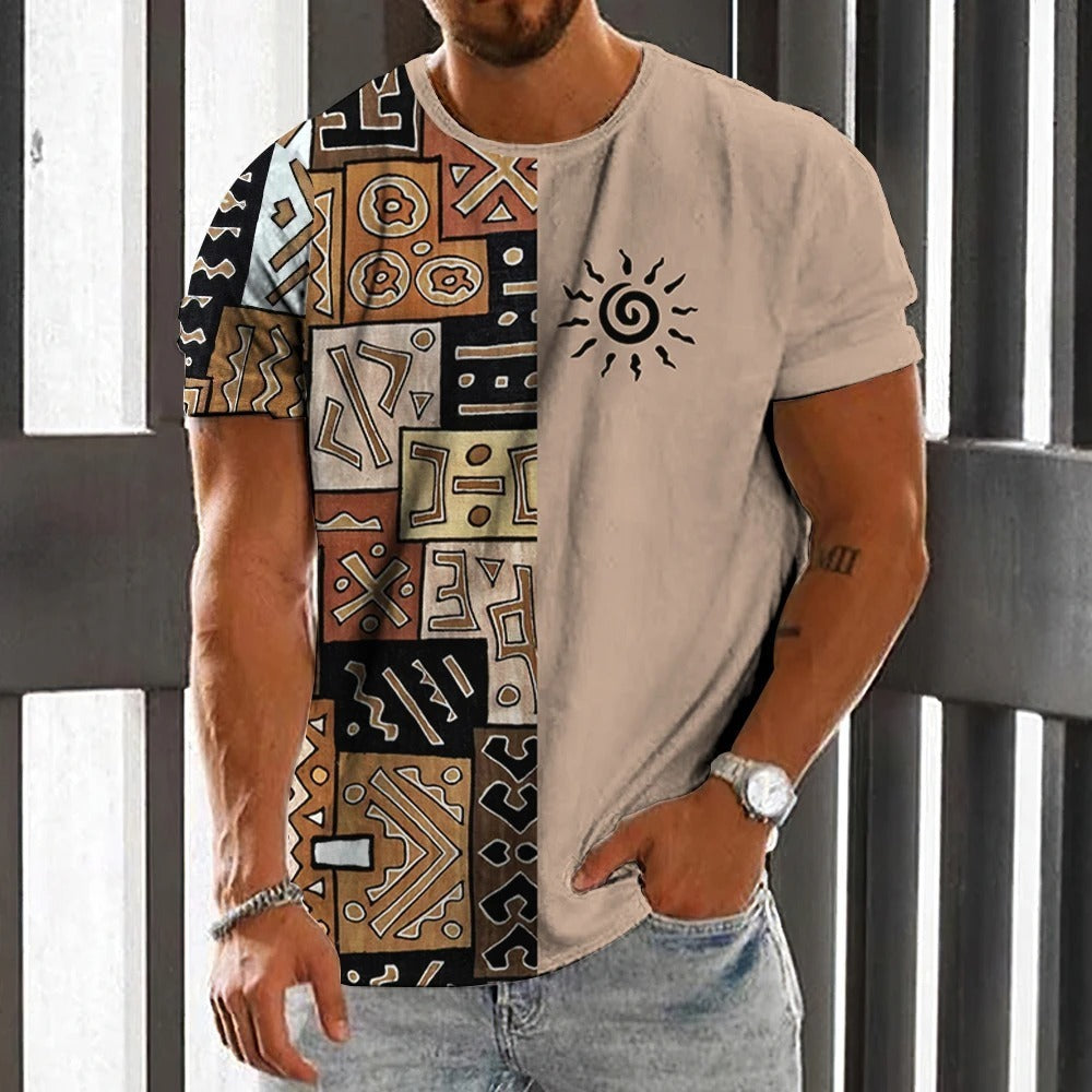 Loose Summer Round Short Sleeved T-shirt for Men