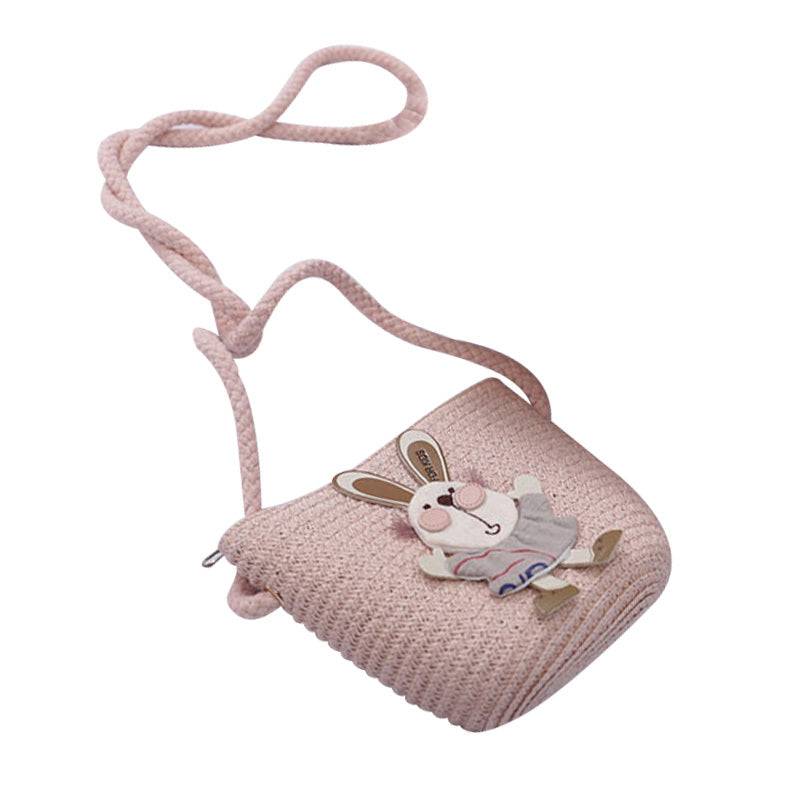 Cute Rabbit Decoration Bag, Two-Piece Straw Hat