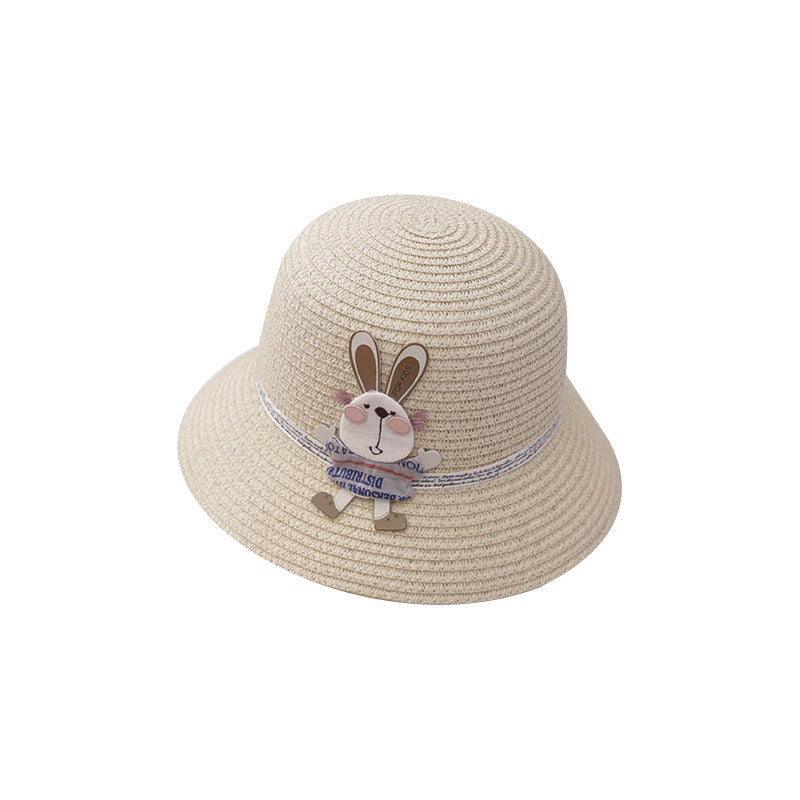 Cute Rabbit Decoration Bag, Two-Piece Straw Hat