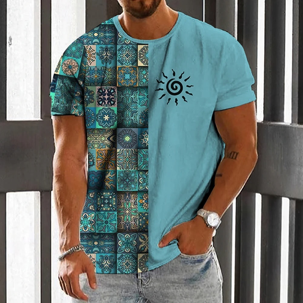 Loose Summer Round Short Sleeved T-shirt for Men