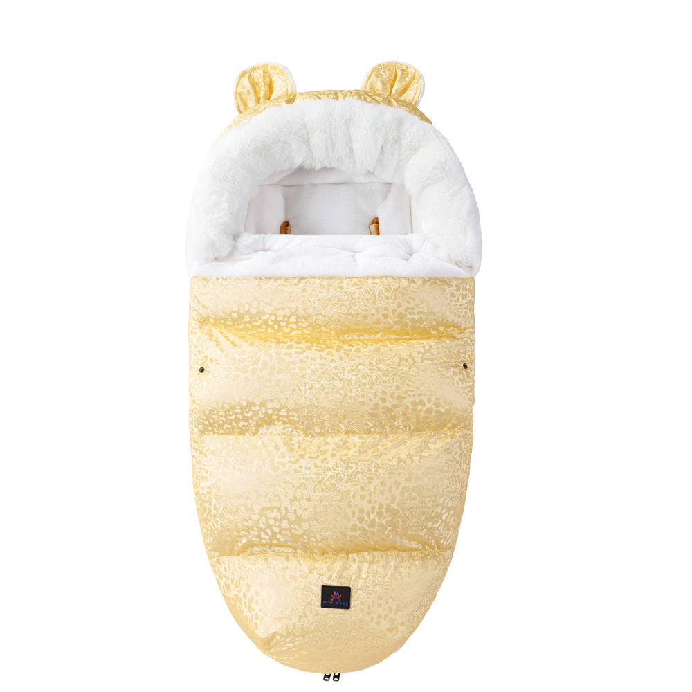 Baby Sleeping Bag, Baby Going Out Thickened Fleece Warm Stroller Fur Collar Blanket