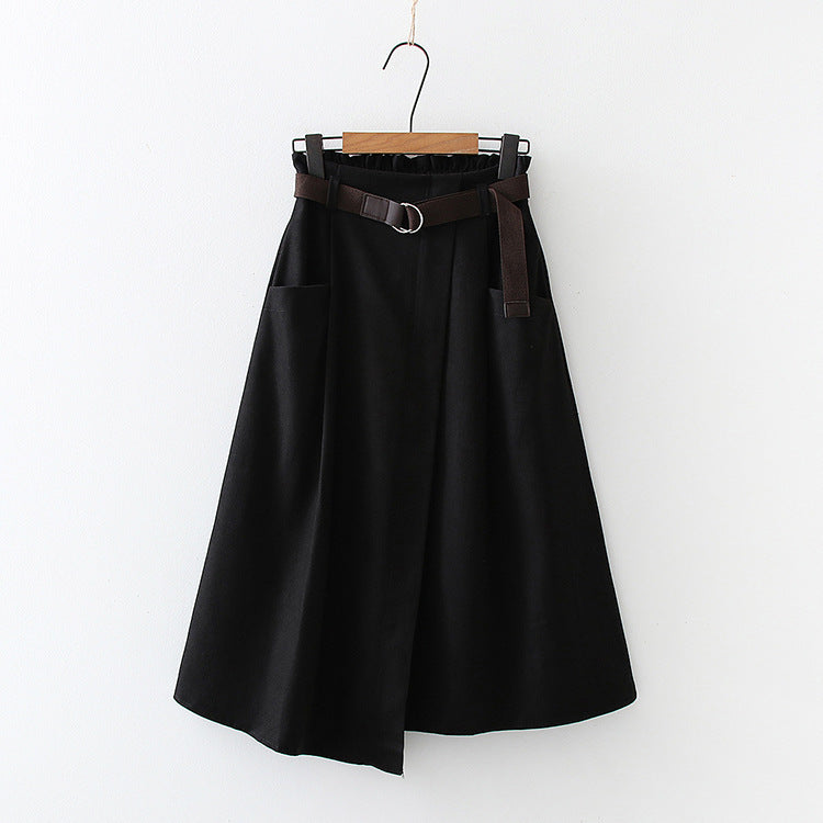 High Waist Slimming Irregular Midi Skirt