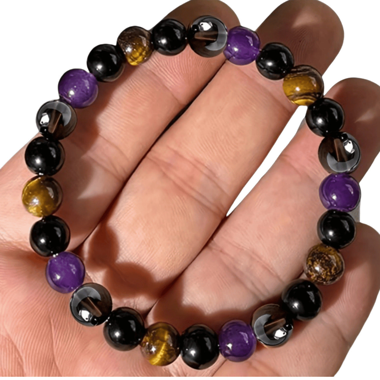 Bracelet Tigereye Tea Crystal Amethyst