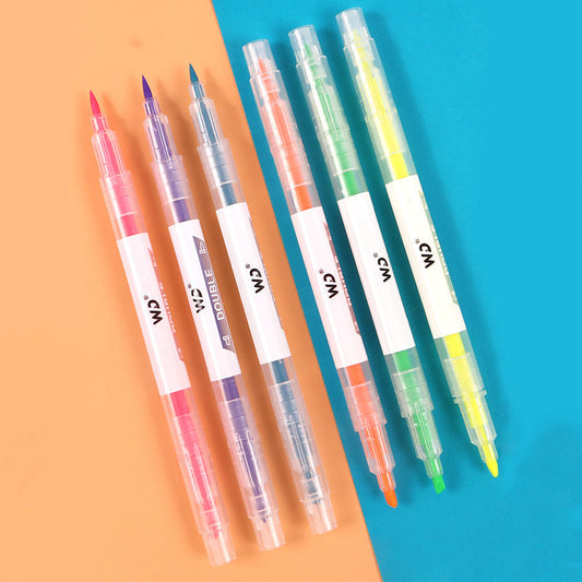 Double-Headed Marker Pen, 6 Color Set Highlighter Pen