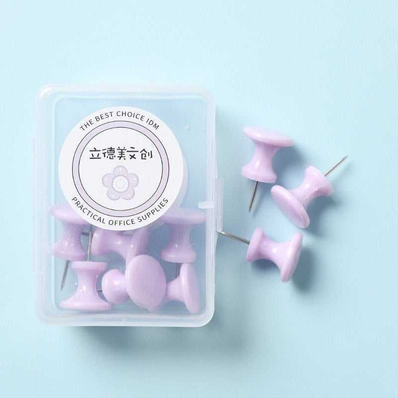 Macaron Color Boxed Push Pin, Simple Creative Large Small Size Plastic Pushpin, Office Supplies