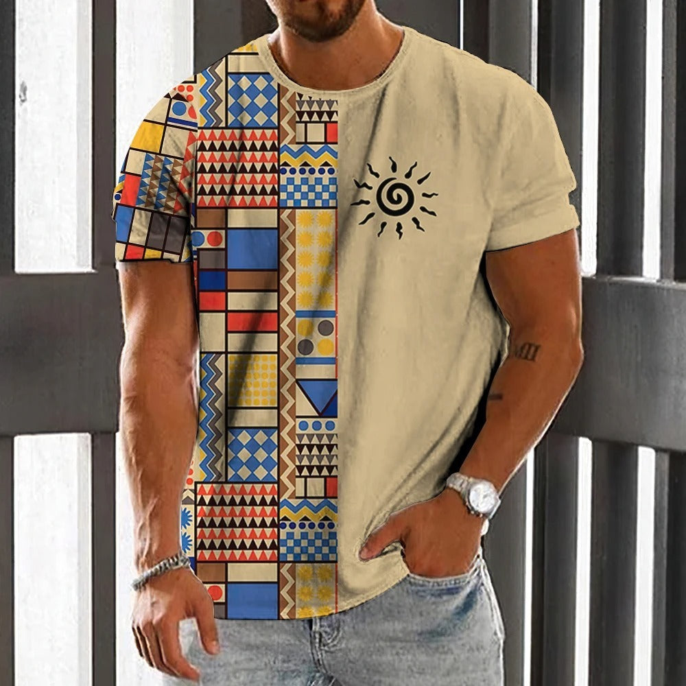 Loose Summer Round Short Sleeved T-shirt for Men