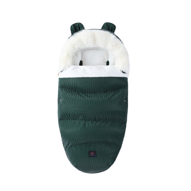 Baby Sleeping Bag, Baby Going Out Thickened Fleece Warm Stroller Fur Collar Blanket