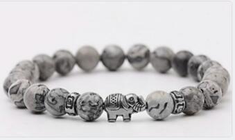 8mm Natural Volcanic Rock, Colorful Stone Elephant Bracelet For Men