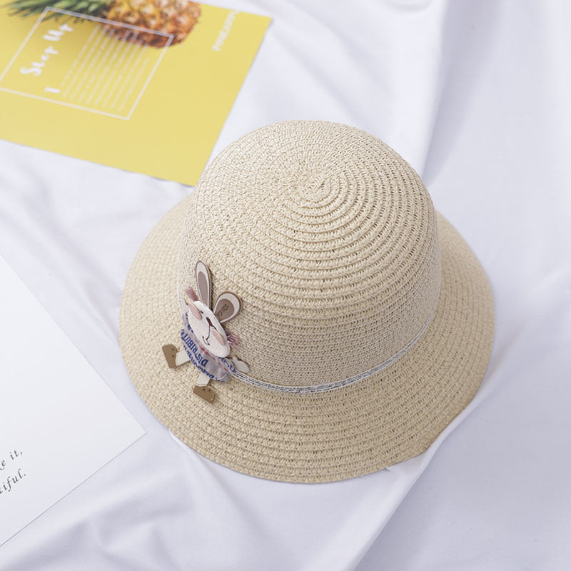 Cute Rabbit Decoration Bag, Two-Piece Straw Hat