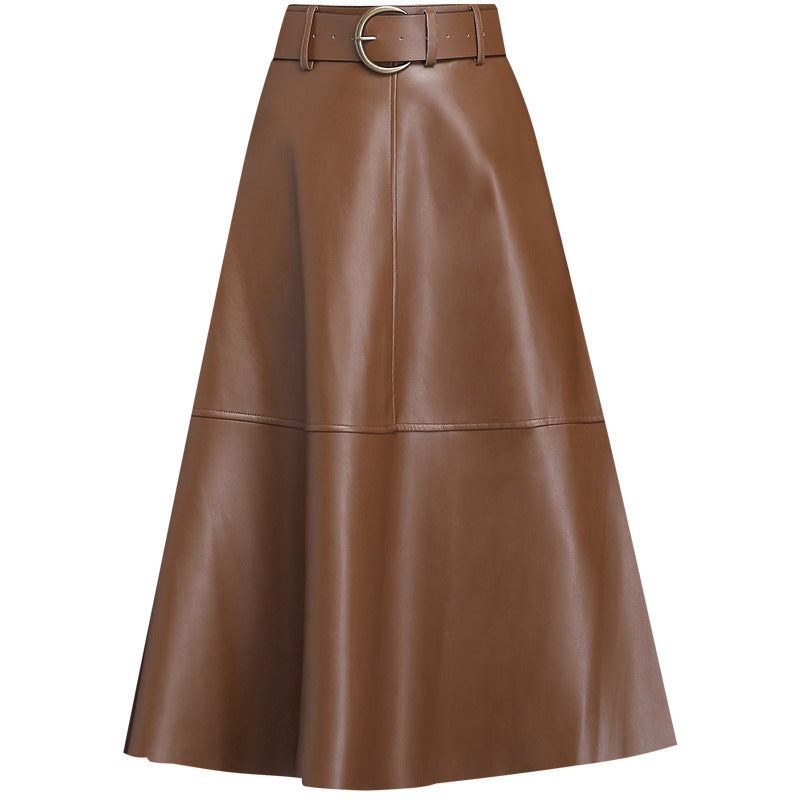 Leather Skirt, Female High Waist Umbrella Skirt