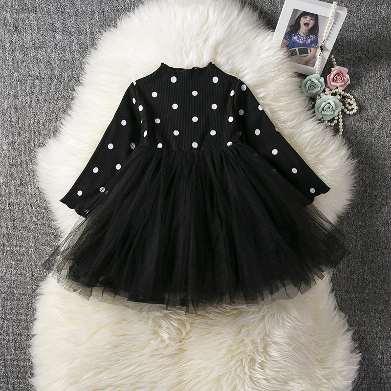 Baby Girls Spring Winter Long Sleeve Tutu Lace Dresses, Gown Casual Wear