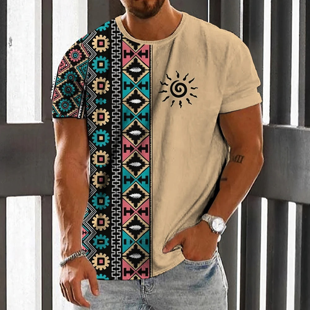 Loose Summer Round Short Sleeved T-shirt for Men