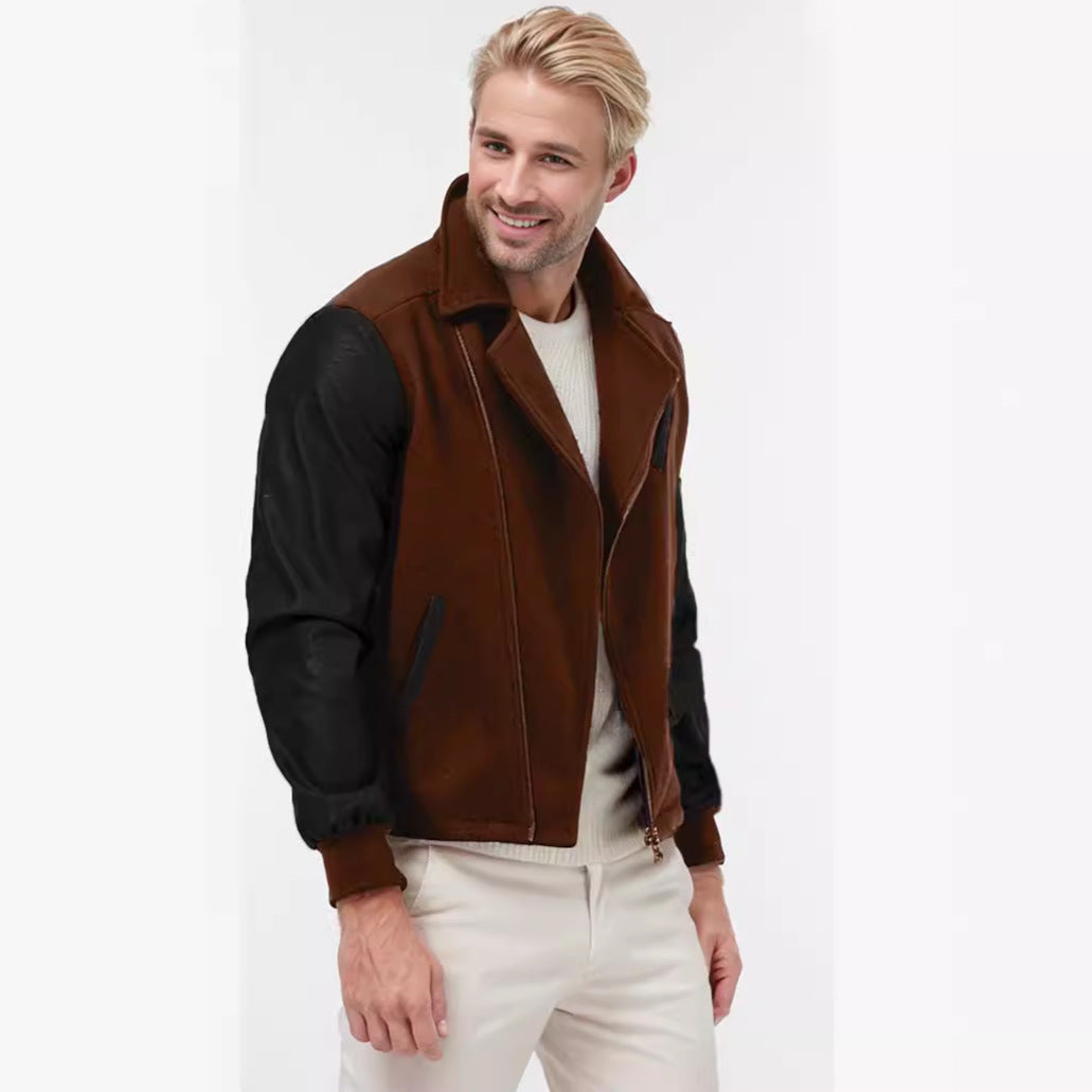 PU Leather Wool Men's Jacket