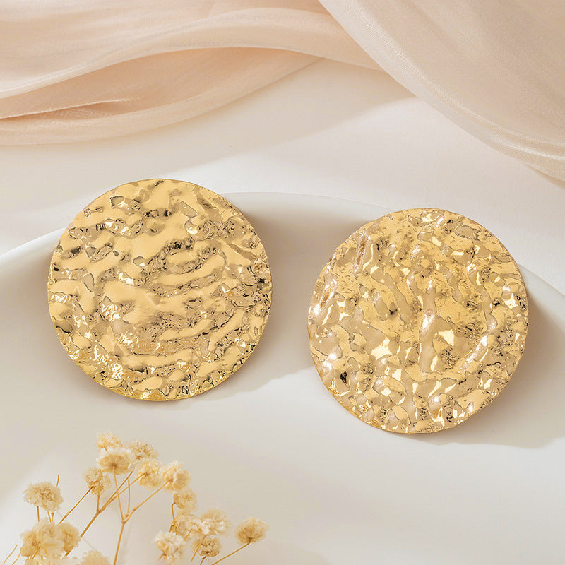 Simple Style Alloy Round Texture Concave-convex Geometric Fashion Ear Studs