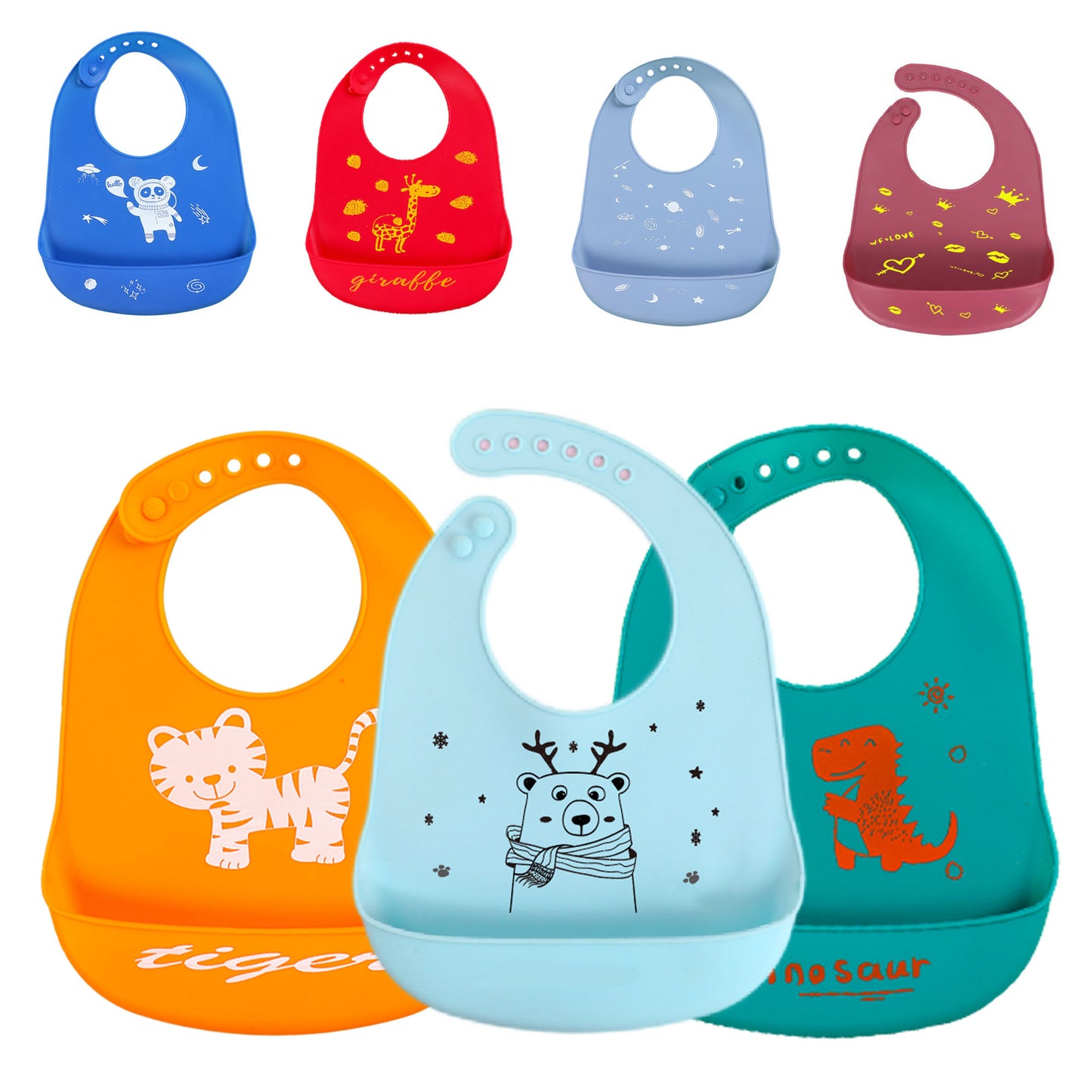 Creative Baby Cartoon Printed Silicone Bib