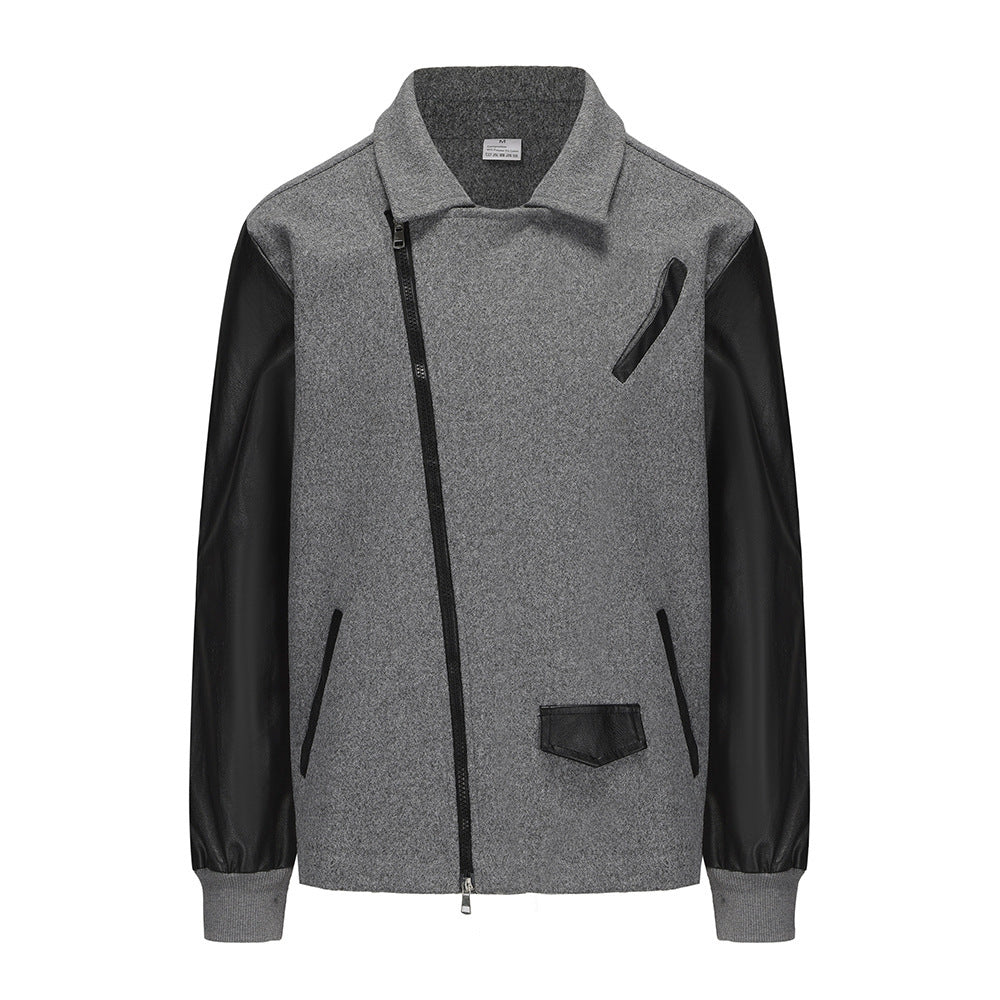 PU Leather Wool Men's Jacket