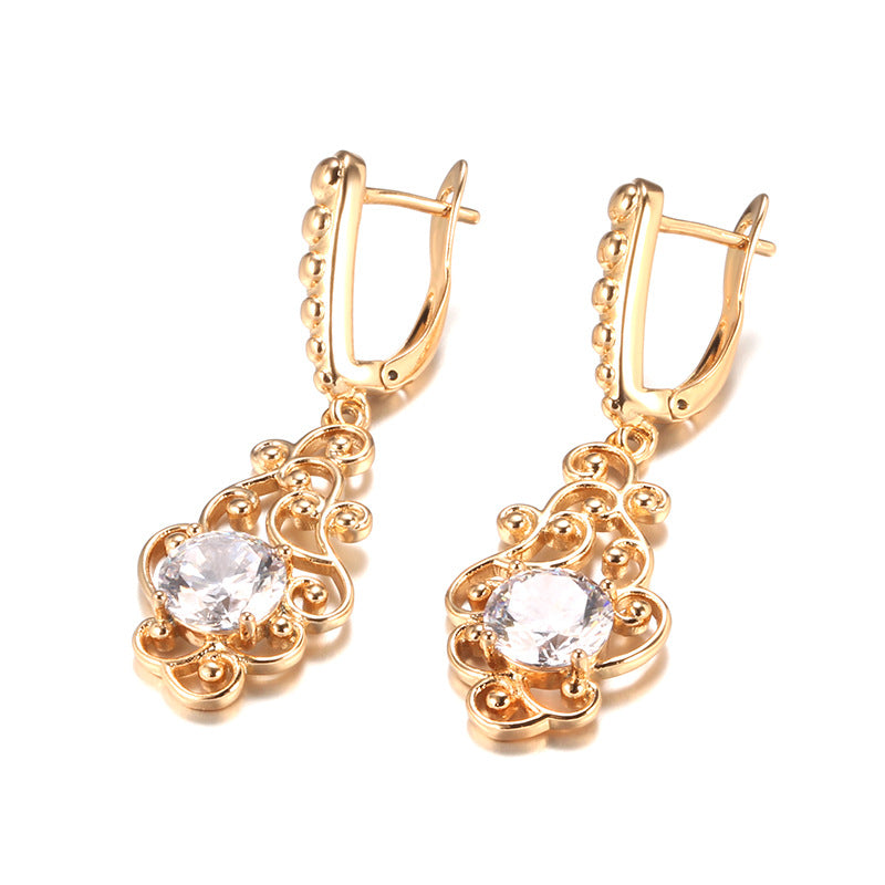 Women's Fashion Long Pattern Zircon Earrings