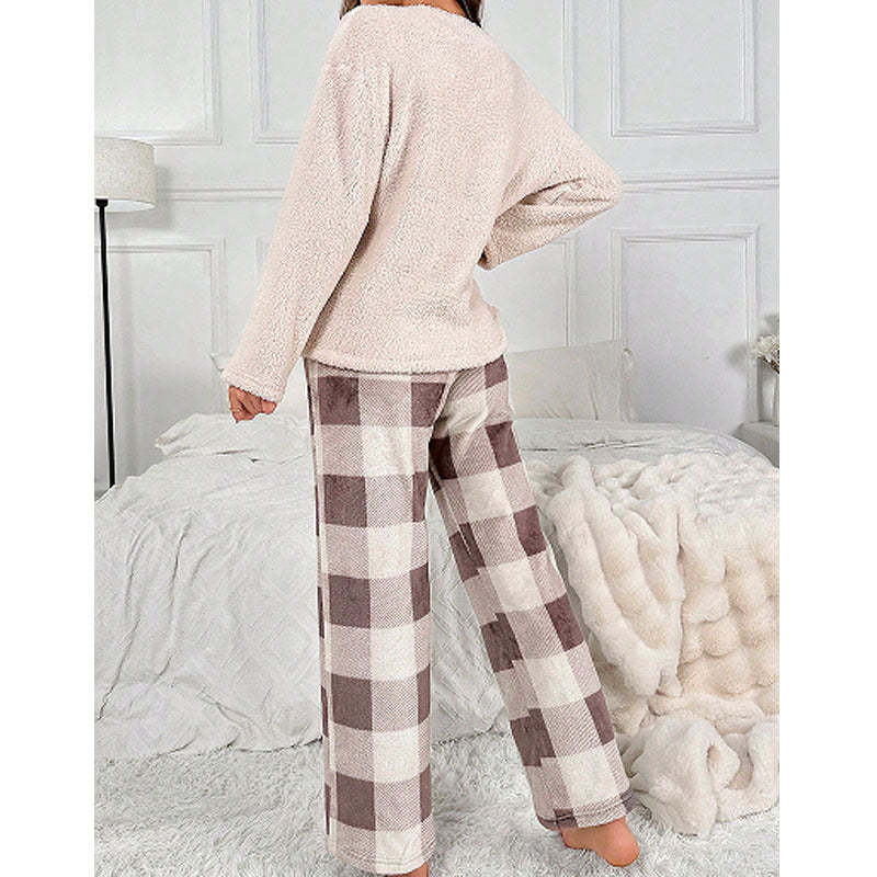 Thermal Flannel Home Wear, Loose Two-piece Suit