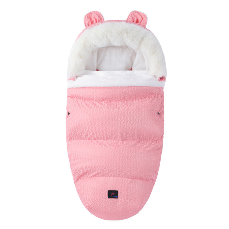 Baby Sleeping Bag, Baby Going Out Thickened Fleece Warm Stroller Fur Collar Blanket