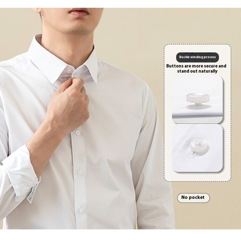 Long Sleeve White Shirt for Men, Men's Solid Color Stretch Slim-fitting Iron-free Anti-wrinkle Business Casual Shirt