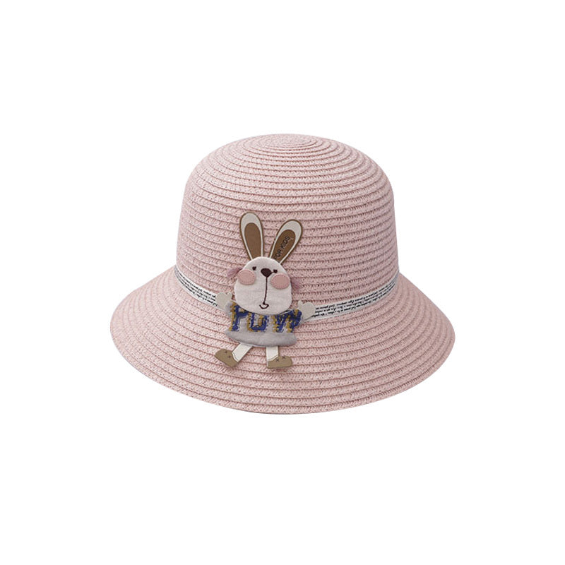 Cute Rabbit Decoration Bag, Two-Piece Straw Hat