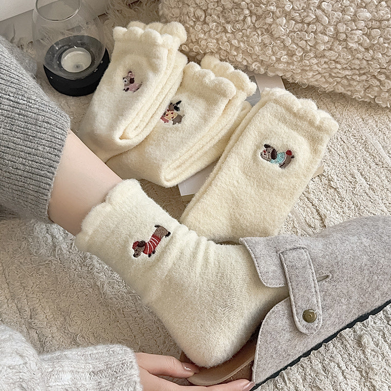 Cartoon Puppy Warm Socks for women