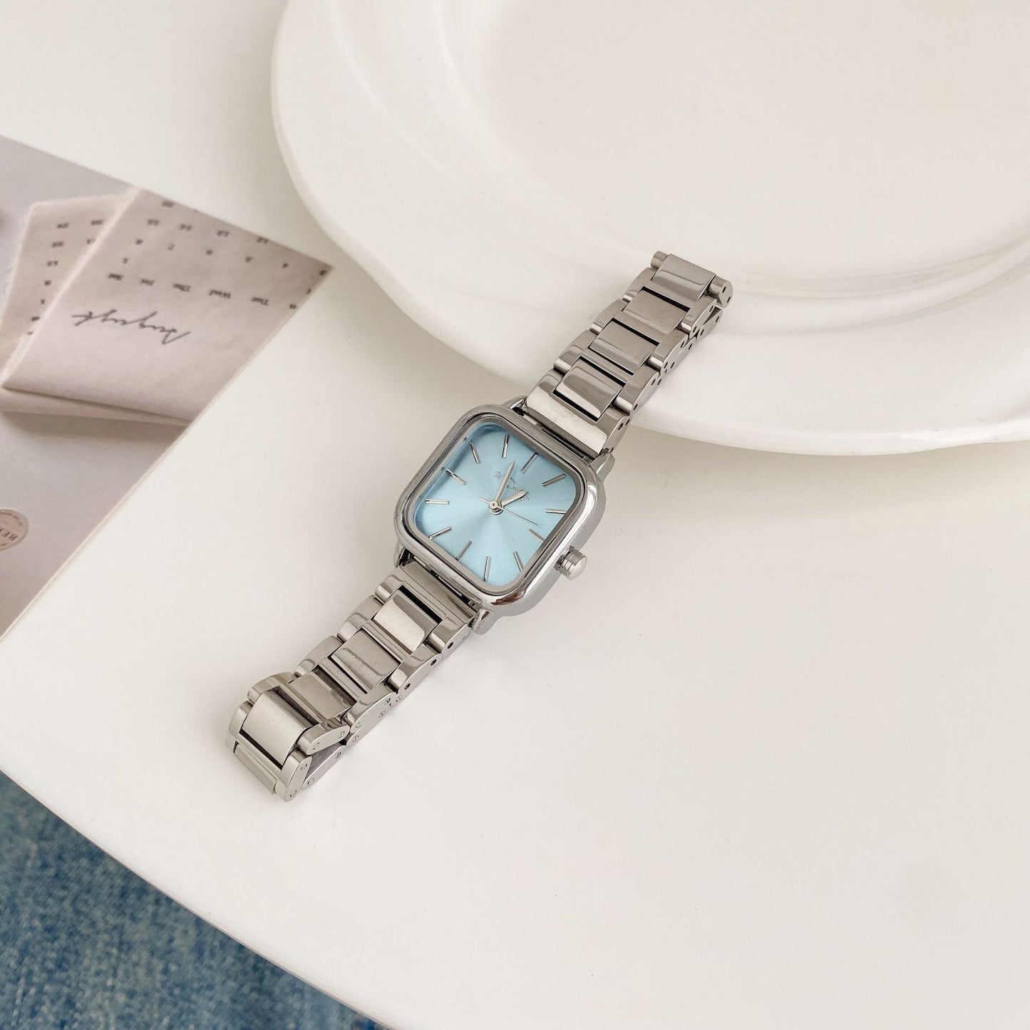 Retro Small Square Watch, Female Steel Strap Watch