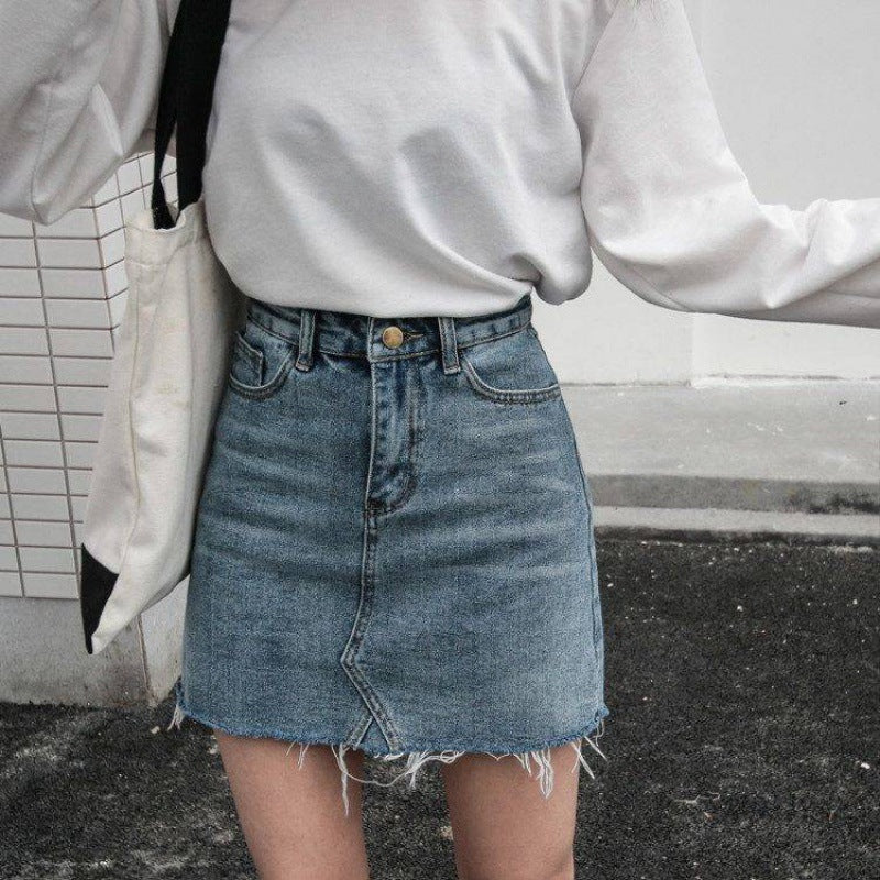 Casual High Waist Pencil Denim Skirts for Women