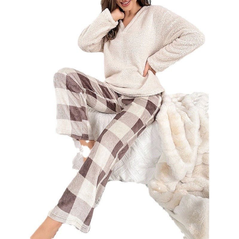 Thermal Flannel Home Wear, Loose Two-piece Suit