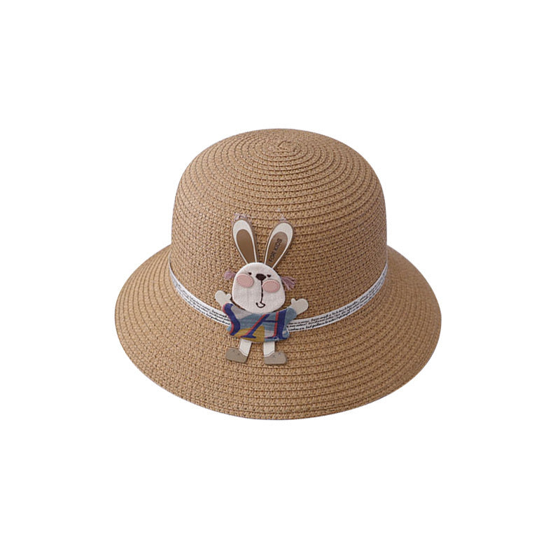 Cute Rabbit Decoration Bag, Two-Piece Straw Hat